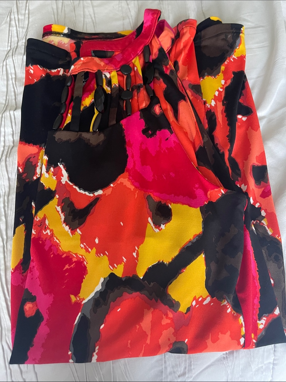 Alfani Pink Black Yellow Abstract Beaded Tank - Picture 5 of 5